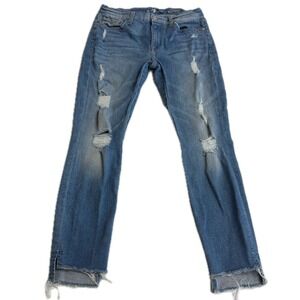 7 For All Mankind‎ Jeans Womens Size 28 Blue Ankle Skinny Distressed Frayed Hem